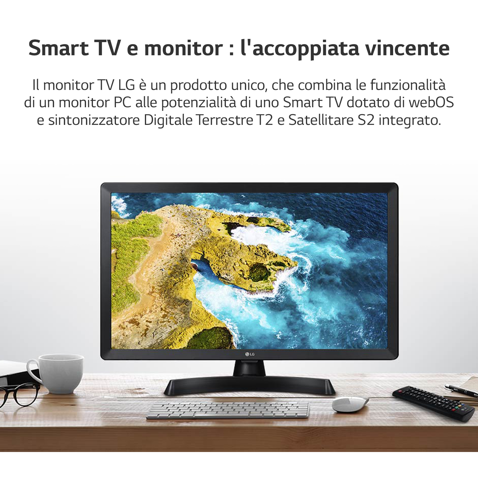 LG 24TQ510S Monitor TV 24" smart webOS 22 Wi-Fi NOVITÀ 2022 Nero
